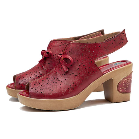 Vintage Handmade Fish Mouth Hollow Sandals