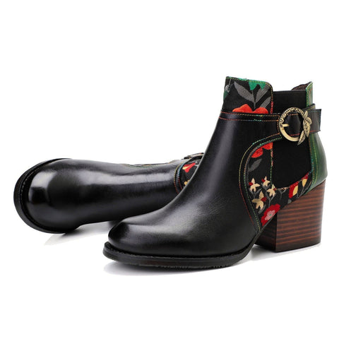 Vintage Handmade Stitching Comfort Ankle Boots