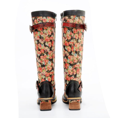 Vintage Hand-printed Stunning Floral Boots