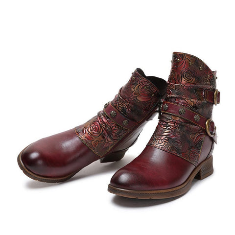 Retro Painted Vachette Clasp Flat Shoes