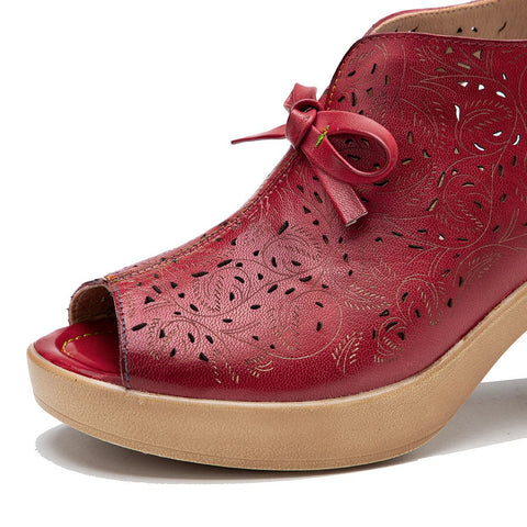 Vintage Handmade Fish Mouth Hollow Sandals