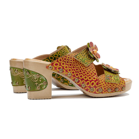 Vintage Handmade Fish Mouth Floral Sandals