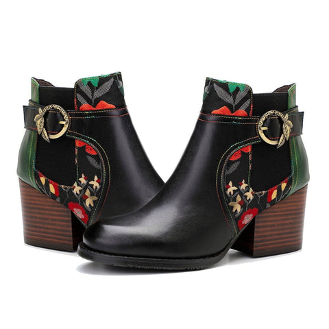 Vintage Handmade Stitching Comfort Ankle Boots