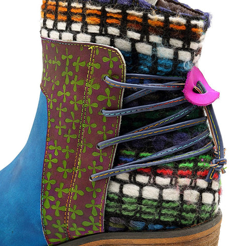 QueenBoho Handmade Full genuine Leather Denim Super Comfortable Boots