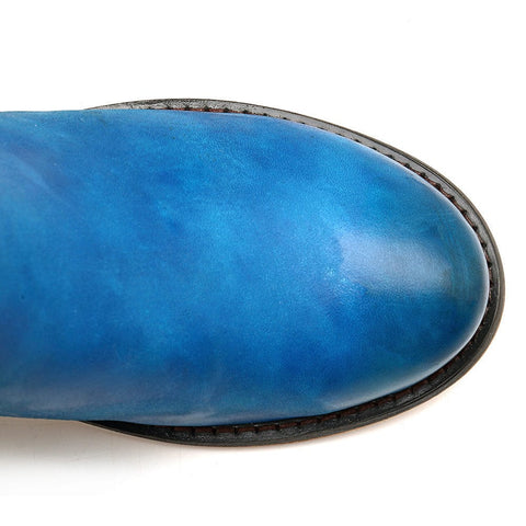 QueenBoho Handmade Full genuine Leather Denim Super Comfortable Boots
