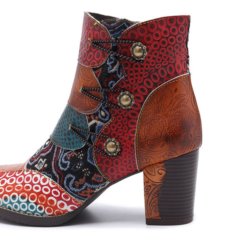Handmade Leather Stitching Jacquard Craft Boots