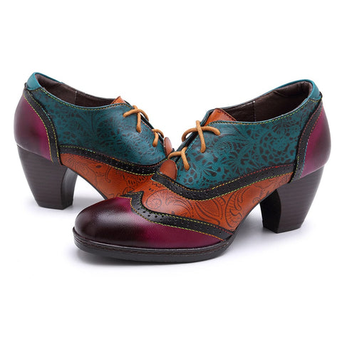QueenBoho Hand stitched leather pumps