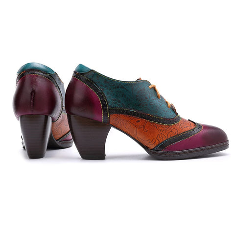 QueenBoho Hand stitched leather pumps