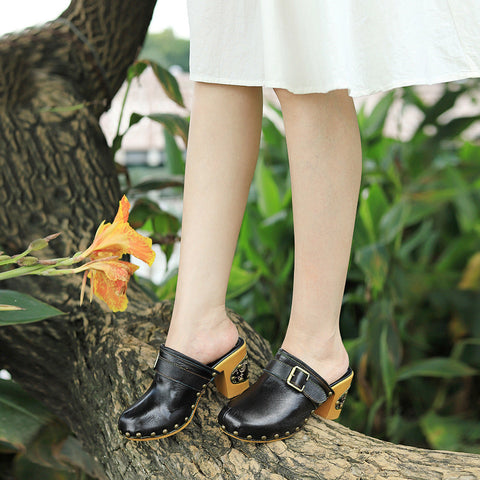 Vintage Handmade Round Toe Floral Retro Sandals