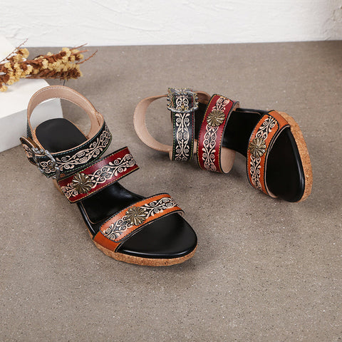 Vintage Genuine Leather Creative Style Sandals