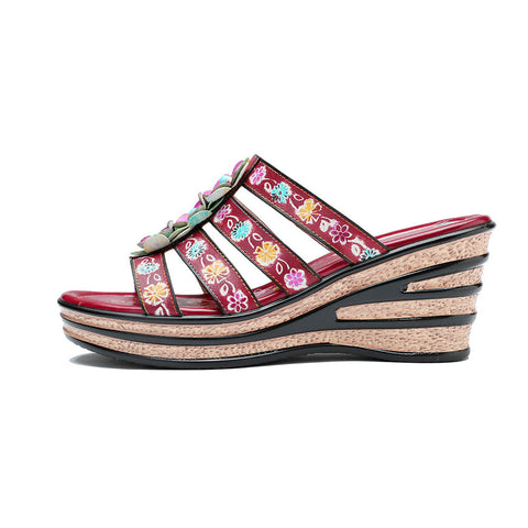 Vintage Handmade Leather Floral Sandals