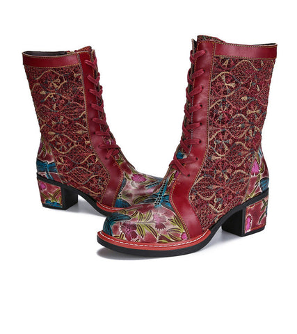 Handmade Leather Embroidered Comfy Boots