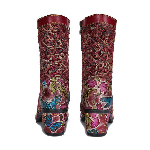 Handmade Leather Embroidered Comfy Boots
