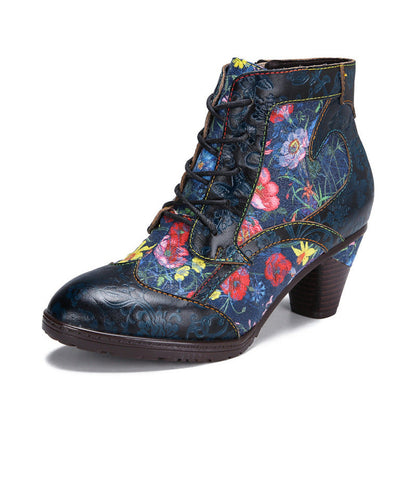 Retro Style Handmade Leather Patchwork Ankle Boots