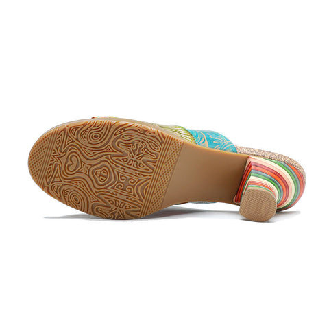 Vintage Handmade Leather Color-block slippers