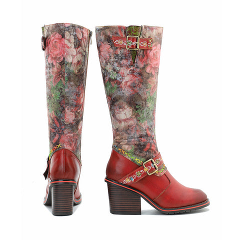 Vintage Printed Hand-made Floral Boots