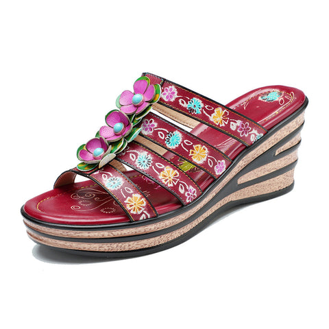 Vintage Handmade Leather Floral Sandals