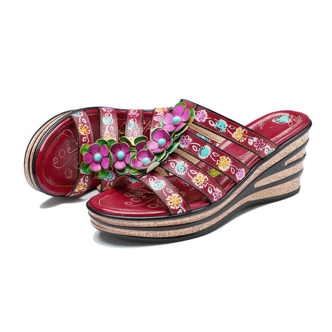 Vintage Handmade Leather Floral Sandals