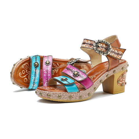 Vintage Genuine Leather Creative Style Sandals