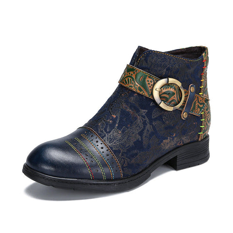 Handmade Sexy Buckle Ankle Boots
