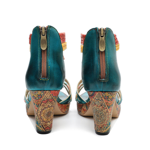 Vintage Woven Strap Splicing Fashion Sandals
