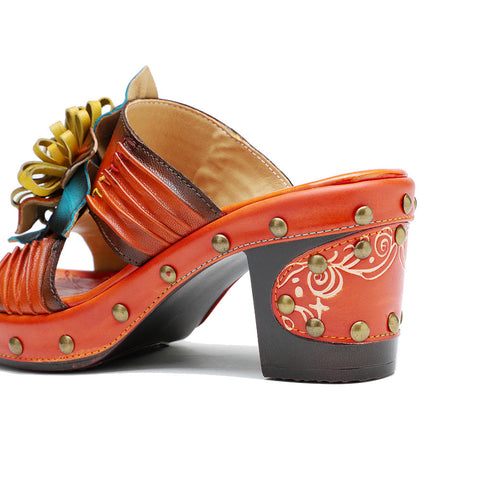 Vintage Handmade Leather Floral Sandals