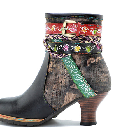 Retro Handmade Sexy Buckle Ankle Boots