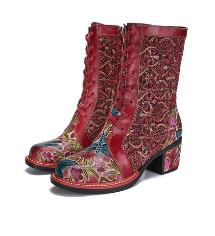 Handmade Leather Embroidered Comfy Boots