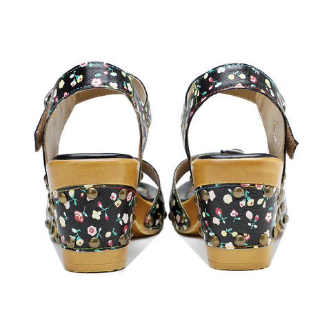 Retro Fashionable Handmade Leather Floral Sandals
