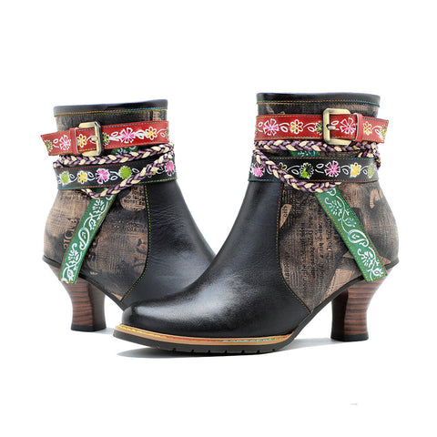 Retro Handmade Sexy Buckle Ankle Boots