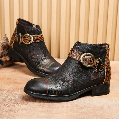 Handmade Sexy Buckle Ankle Boots