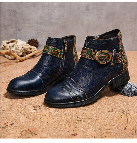 Handmade Sexy Buckle Ankle Boots