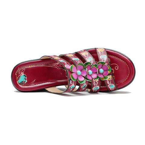 Vintage Handmade Leather Floral Sandals