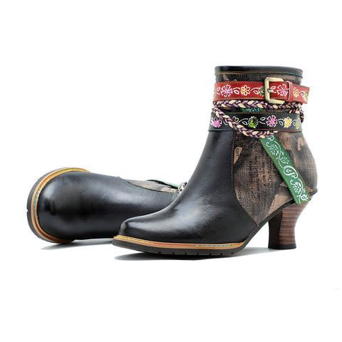 Retro Handmade Sexy Buckle Ankle Boots