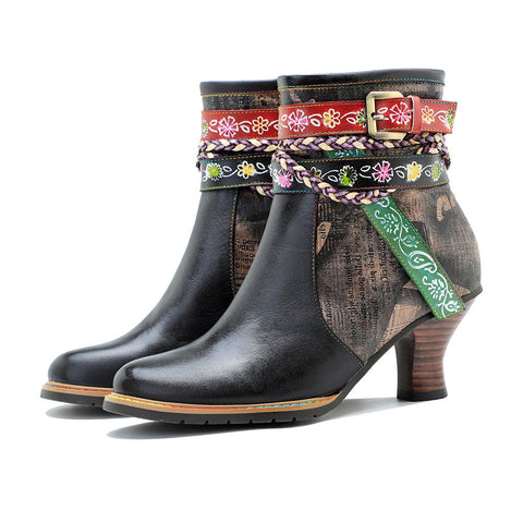 Retro Handmade Sexy Buckle Ankle Boots