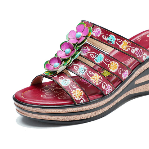 Vintage Handmade Leather Floral Sandals