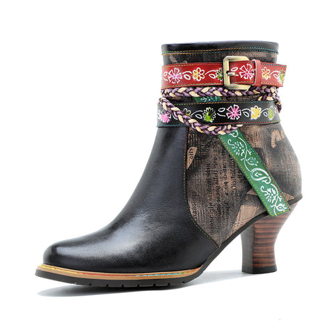Retro Handmade Sexy Buckle Ankle Boots