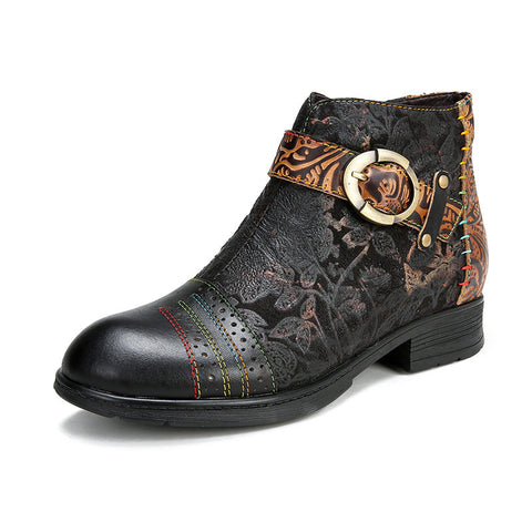 Handmade Sexy Buckle Ankle Boots