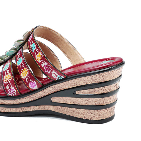 Vintage Handmade Leather Floral Sandals