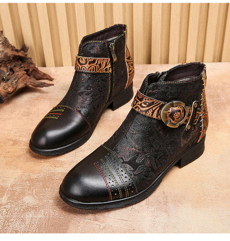 Handmade Sexy Buckle Ankle Boots
