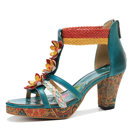 Vintage Woven Strap Splicing Fashion Sandals