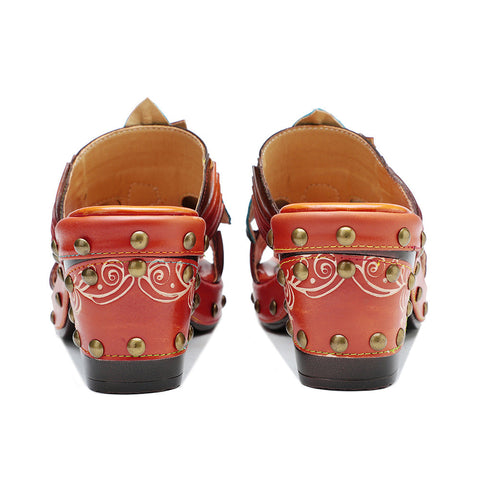 Vintage Handmade Leather Floral Sandals