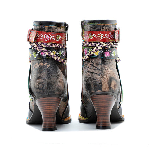 Retro Handmade Sexy Buckle Ankle Boots