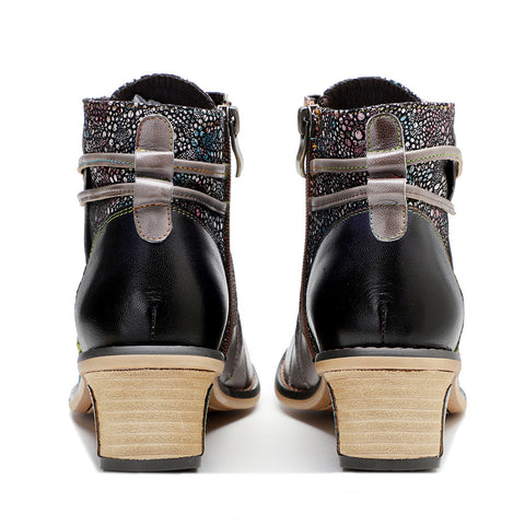 Retro Leather Patchwork Casual Comfort Ankle Boots
