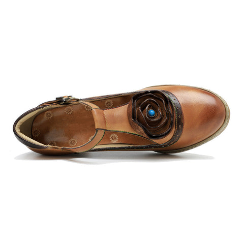 Retro Leather Grace Adjustable Belt Pumps