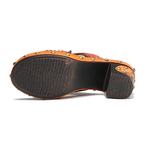 Vintage Handmade Leather Floral Sandals