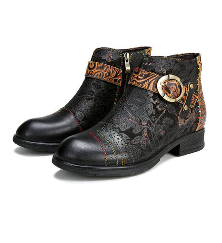 Handmade Sexy Buckle Ankle Boots