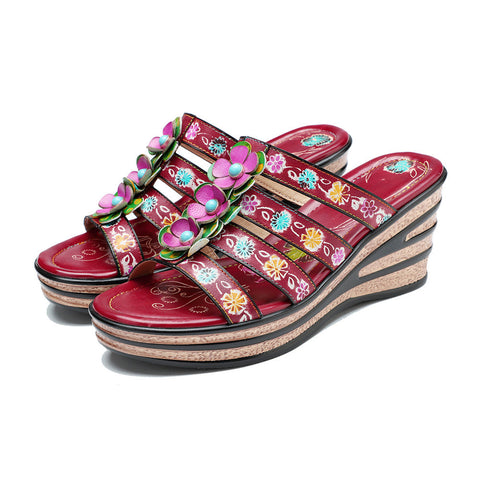 Vintage Handmade Leather Floral Sandals