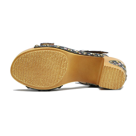 Retro Fashionable Handmade Leather Floral Sandals