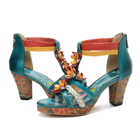 Vintage Woven Strap Splicing Fashion Sandals